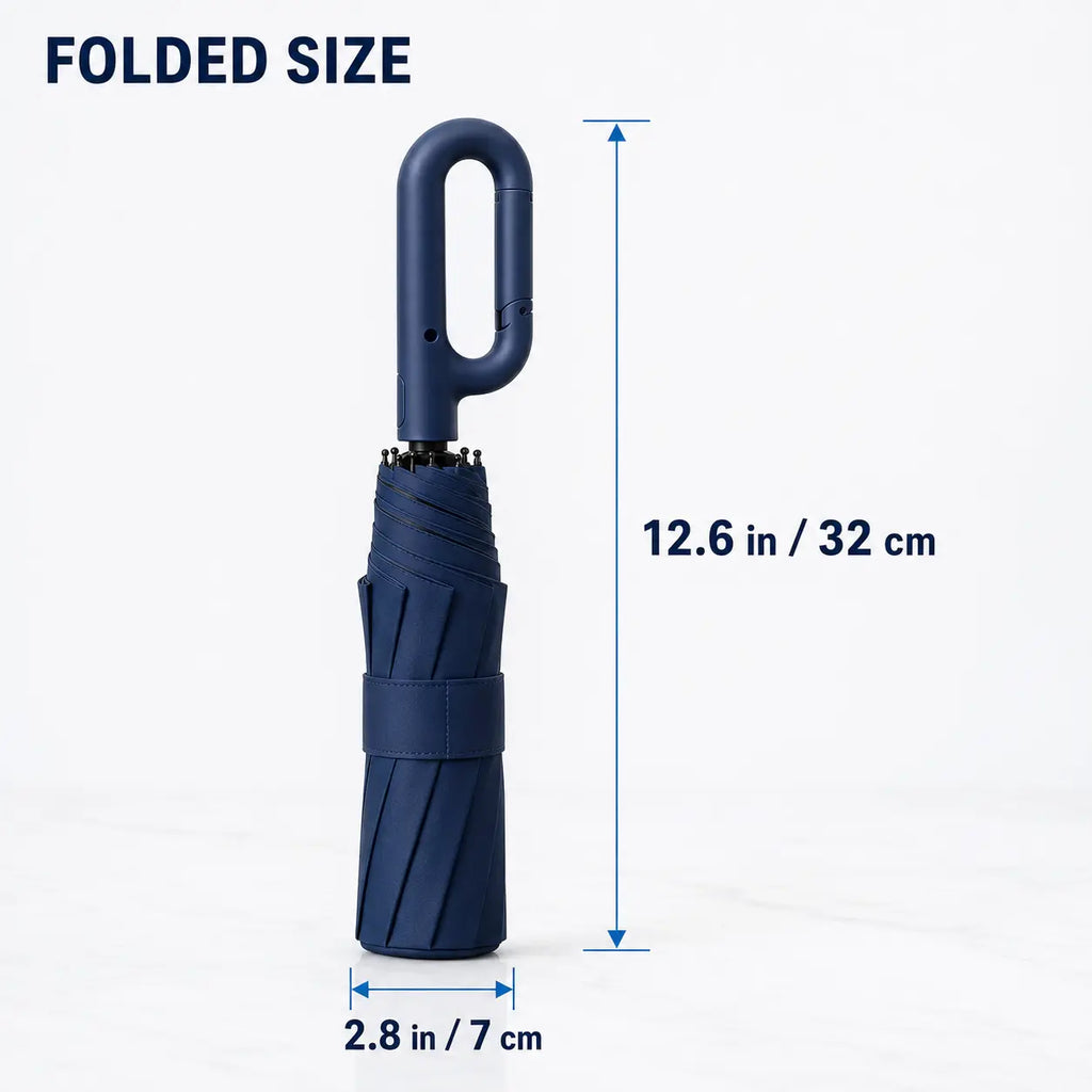 Automatic Folding Umbrella with Pouch - 1-Count, 10-Rib Metal/Fabric, Compact Folded, Auto Open-Close, Windproof Waterproof Rain/Sun Umbrella for Men & Women, Reinforced for Travel & Daily Use