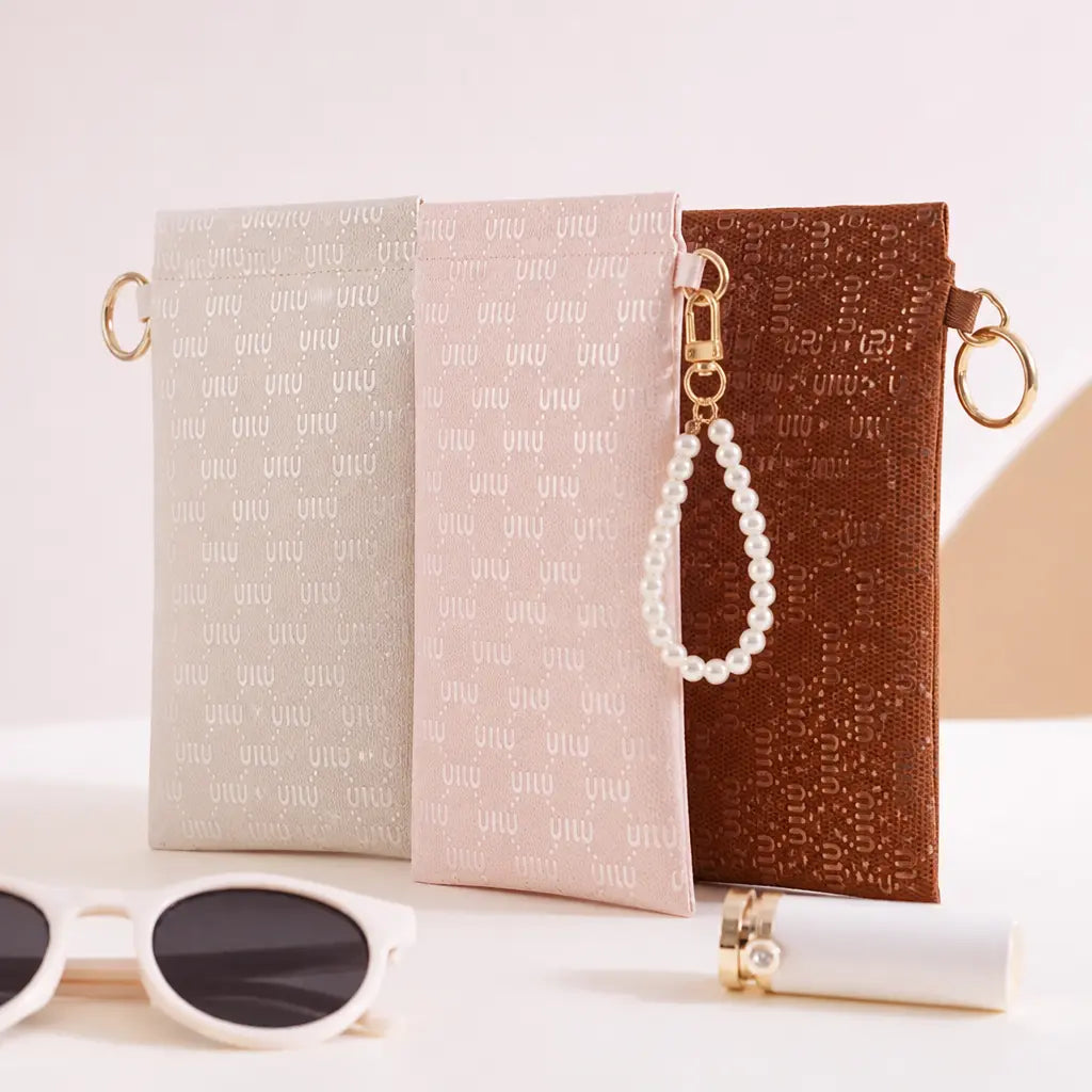Portable Sunglasses Storage Bag, 2 Pcs Premium Quality PU Leather Automatic Closing Sunglasses Case, Sunglasses Organizer for Outdoor Sports