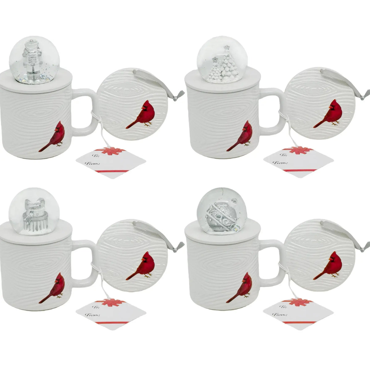 Temp-Tations Set of 4 18Oz Mugs with Snow Globe Topper & Lid-It