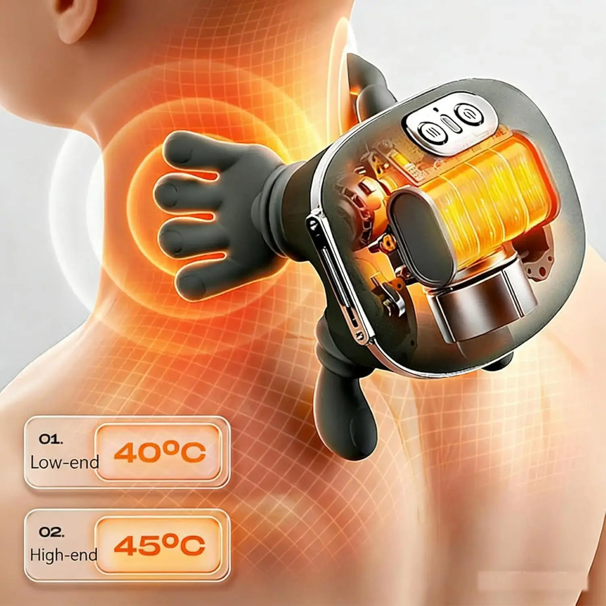 Aedwdpe Electric Bionic Hand Neck & Shoulder Massager - 3D Kneading, Heating, Rechargeable, Wireless, Portable, Adjustable Speed, Lightweight, Unisex, Wrist Pain Relief,Sohochic