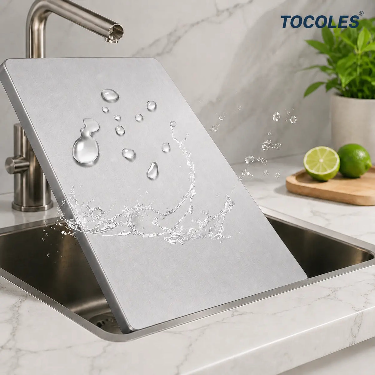 Stainless Steel Chopping Board - Anti-Slip Base, Mold-Resistant Kitchen Supply, Minimalist Essential Household Kitchen Accessory for Knife Use, Home Decor