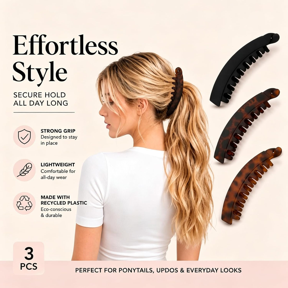 3PCS Banana Clips for Women