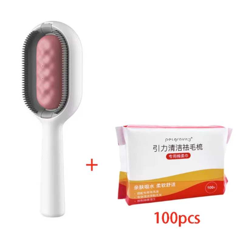 Pet Grooming Comb Cat Brush Long Hair Remover Brush for Dog Cat Silicone Wipe and Water Tank Pet Product Accessories