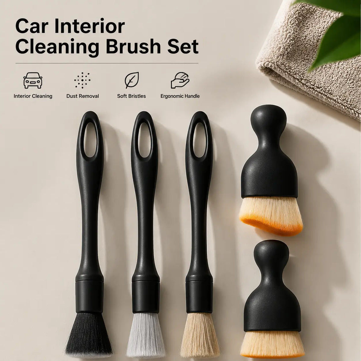 4 Counts Set Car Detailing Products,Soft Professional Portable Brush for Car Interior Cleaning & Dust Removal, Car Valeting Kit,Car Interior Cleaning Brush Set, Cleaning Supplies,Automotive.