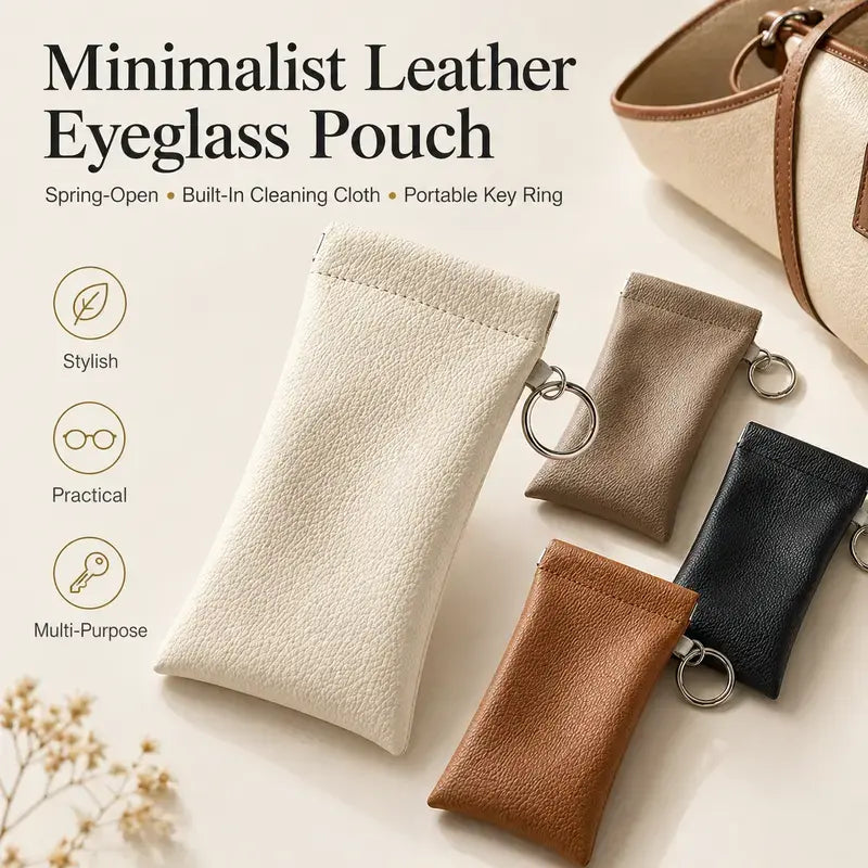 Portable Sunglasses Storage Bag, 2 Pcs Premium Quality PU Leather Automatic Closing Sunglasses Case, Sunglasses Organizer for Outdoor Sports