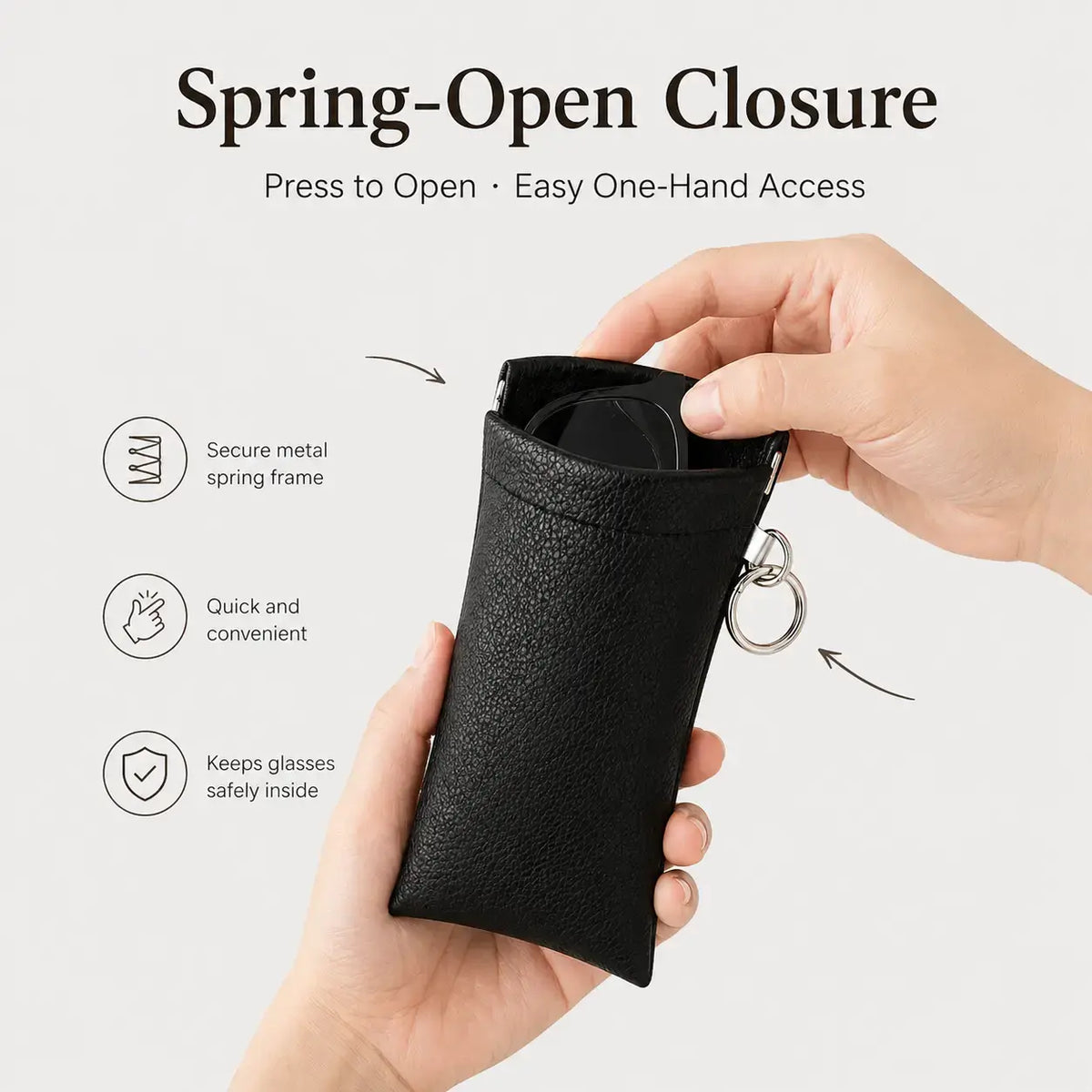 Portable Sunglasses Storage Bag, 2 Pcs Premium Quality PU Leather Automatic Closing Sunglasses Case, Sunglasses Organizer for Outdoor Sports
