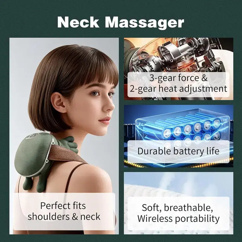 Aedwdpe Electric Bionic Hand Neck & Shoulder Massager - 3D Kneading, Heating, Rechargeable, Wireless, Portable, Adjustable Speed, Lightweight, Unisex, Wrist Pain Relief,Sohochic