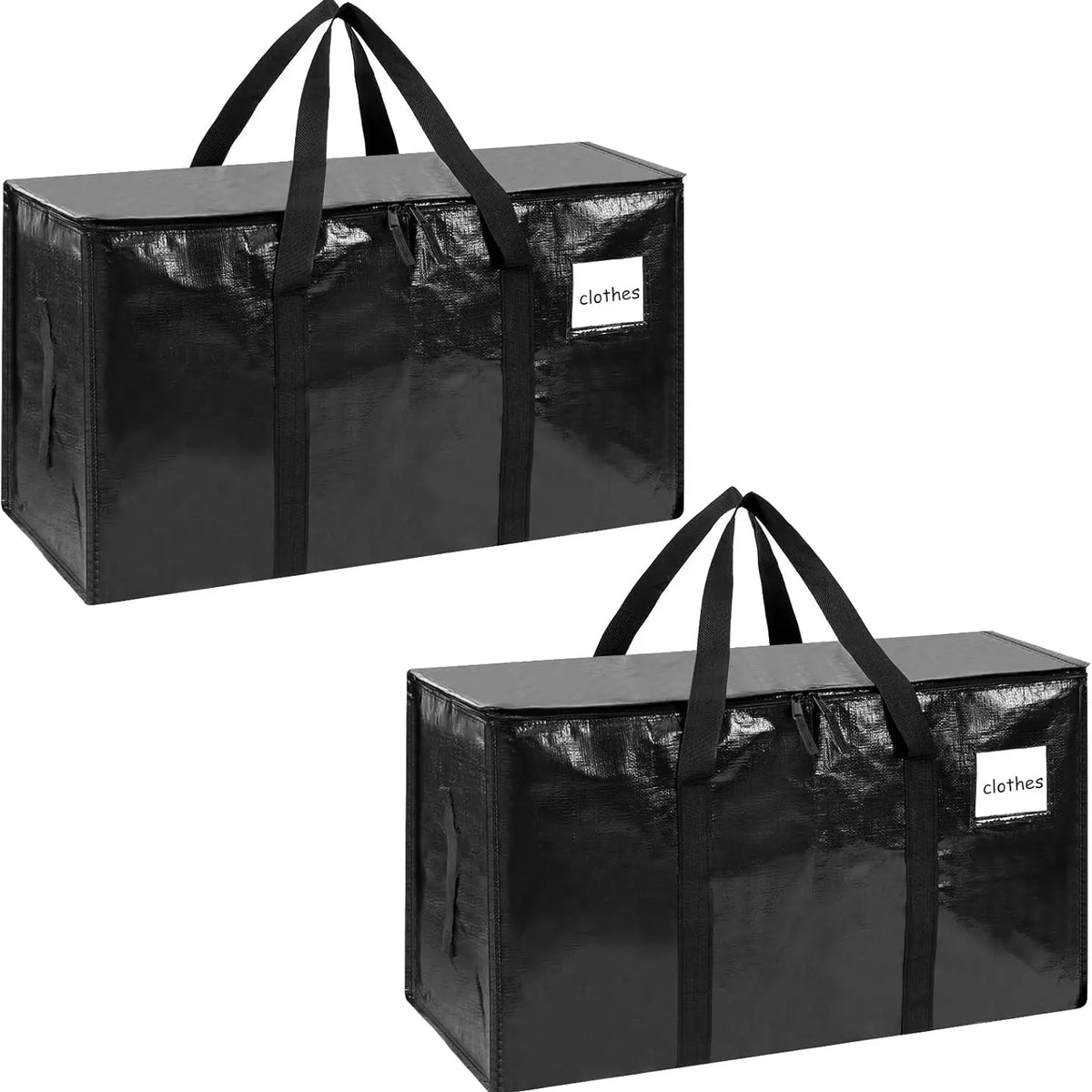 6-Pack 25-Gal Extra Large Zip Closure Storage Bags, Heavy-Duty Coated PE Foldable Waterproof Home Organizers with Reinforced Handles, Tag Pockets, 29"L X14"W X13"H, 65 Lbs Capacity for Moving, Clothes, Camping, Closet Organizer, Waterproof Organizer