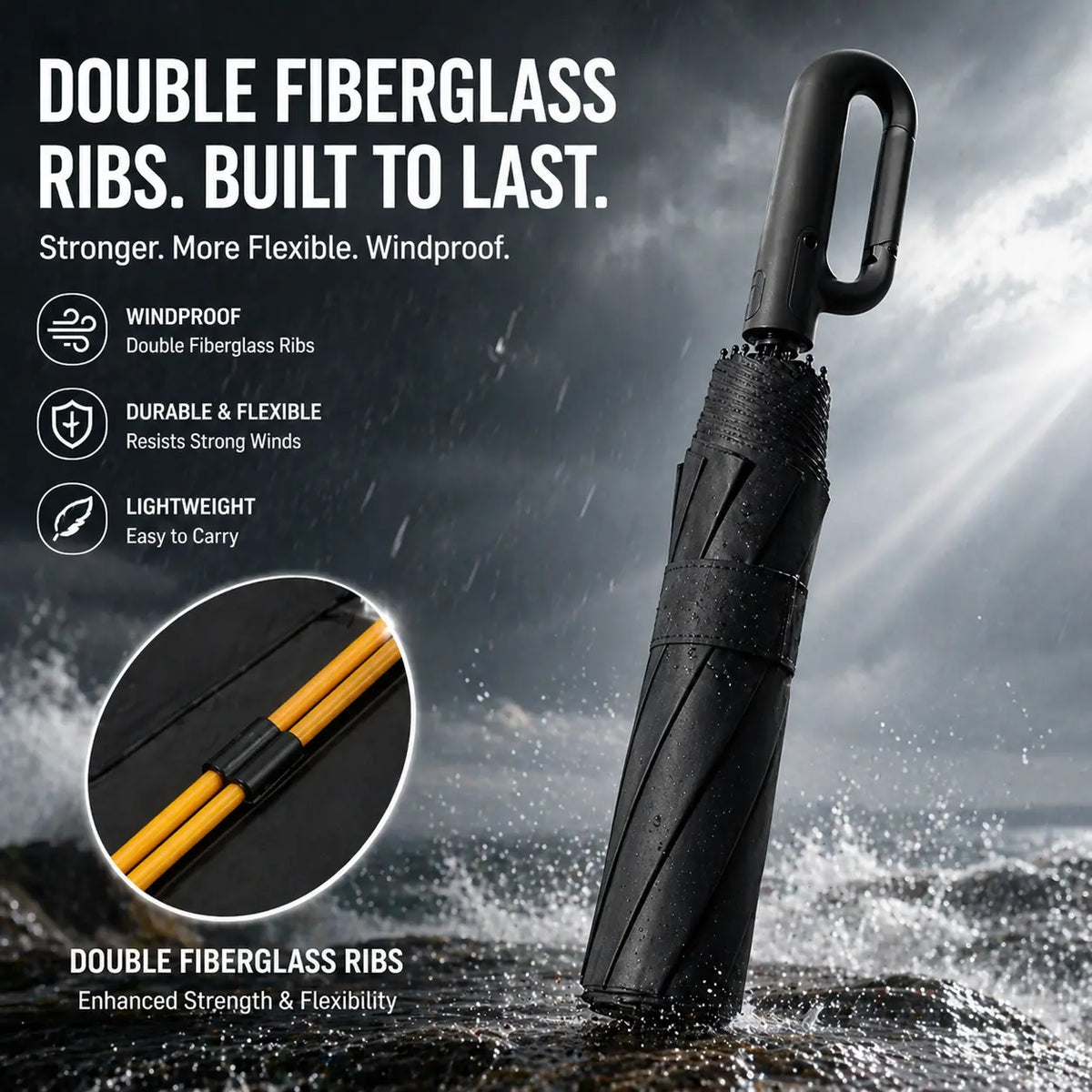 Automatic Folding Umbrella with Pouch - 1-Count, 10-Rib Metal/Fabric, Compact Folded, Auto Open-Close, Windproof Waterproof Rain/Sun Umbrella for Men & Women, Reinforced for Travel & Daily Use
