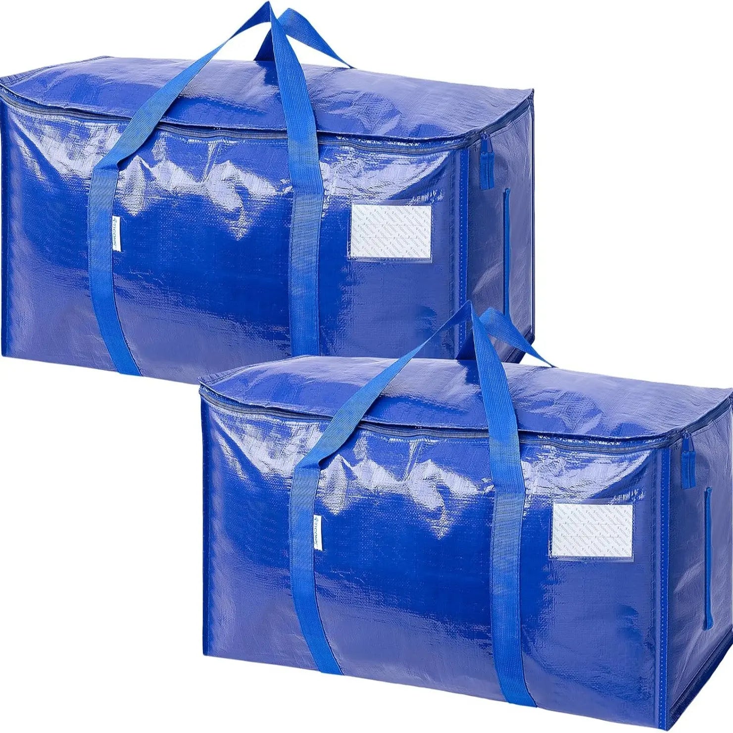 6-Pack 25-Gal Extra Large Zip Closure Storage Bags, Heavy-Duty Coated PE Foldable Waterproof Home Organizers with Reinforced Handles, Tag Pockets, 29"L X14"W X13"H, 65 Lbs Capacity for Moving, Clothes, Camping, Closet Organizer, Waterproof Organizer