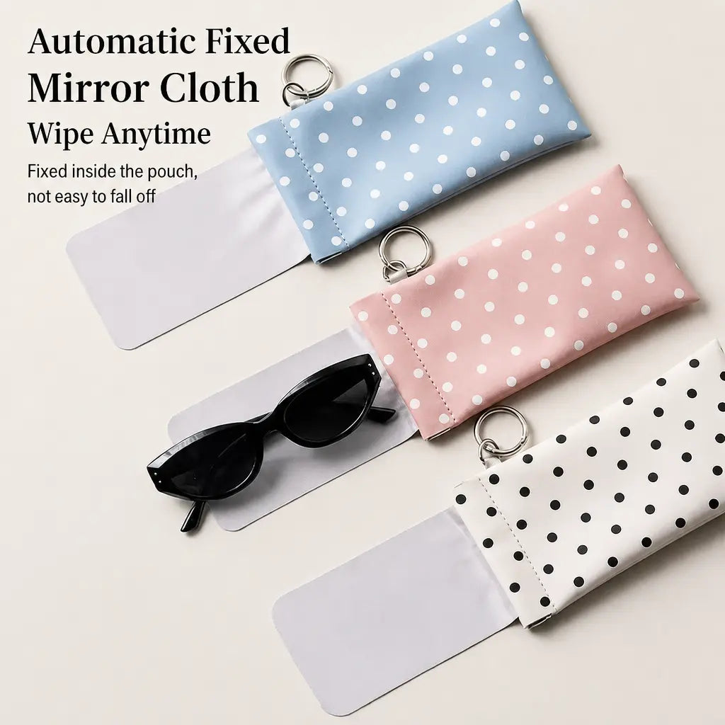 Portable Sunglasses Storage Bag, 2 Pcs Premium Quality PU Leather Automatic Closing Sunglasses Case, Sunglasses Organizer for Outdoor Sports