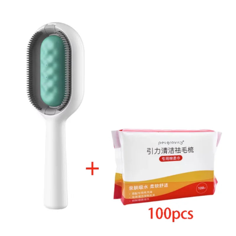 Pet Grooming Comb Cat Brush Long Hair Remover Brush for Dog Cat Silicone Wipe and Water Tank Pet Product Accessories