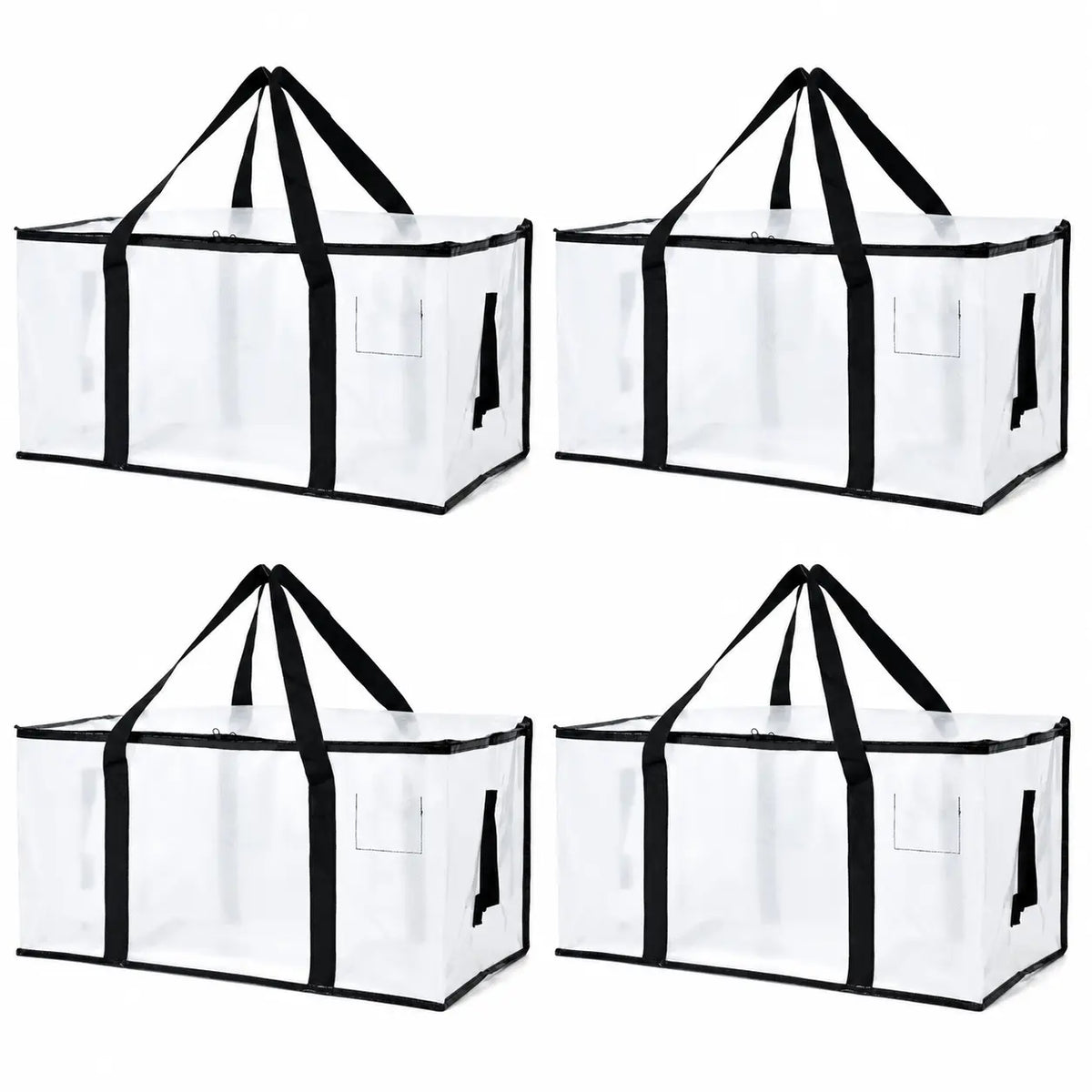 6-Pack 25-Gal Extra Large Zip Closure Storage Bags, Heavy-Duty Coated PE Foldable Waterproof Home Organizers with Reinforced Handles, Tag Pockets, 29"L X14"W X13"H, 65 Lbs Capacity for Moving, Clothes, Camping, Closet Organizer, Waterproof Organizer