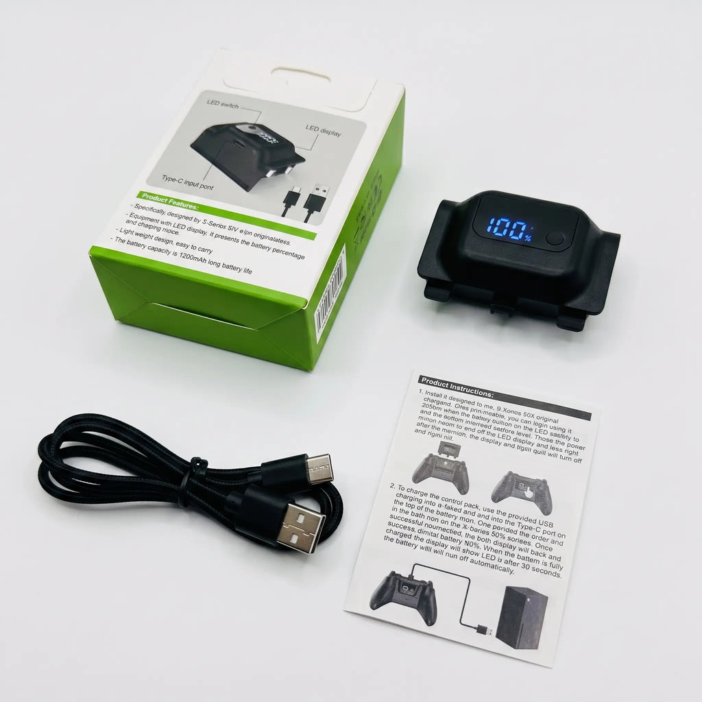 Tuodes 15-Hour Battery Pack for Xbox Series X Controller with 1200mAh Capacity and USB Cable for Enhanced Gaming Experience on Xbox Series S