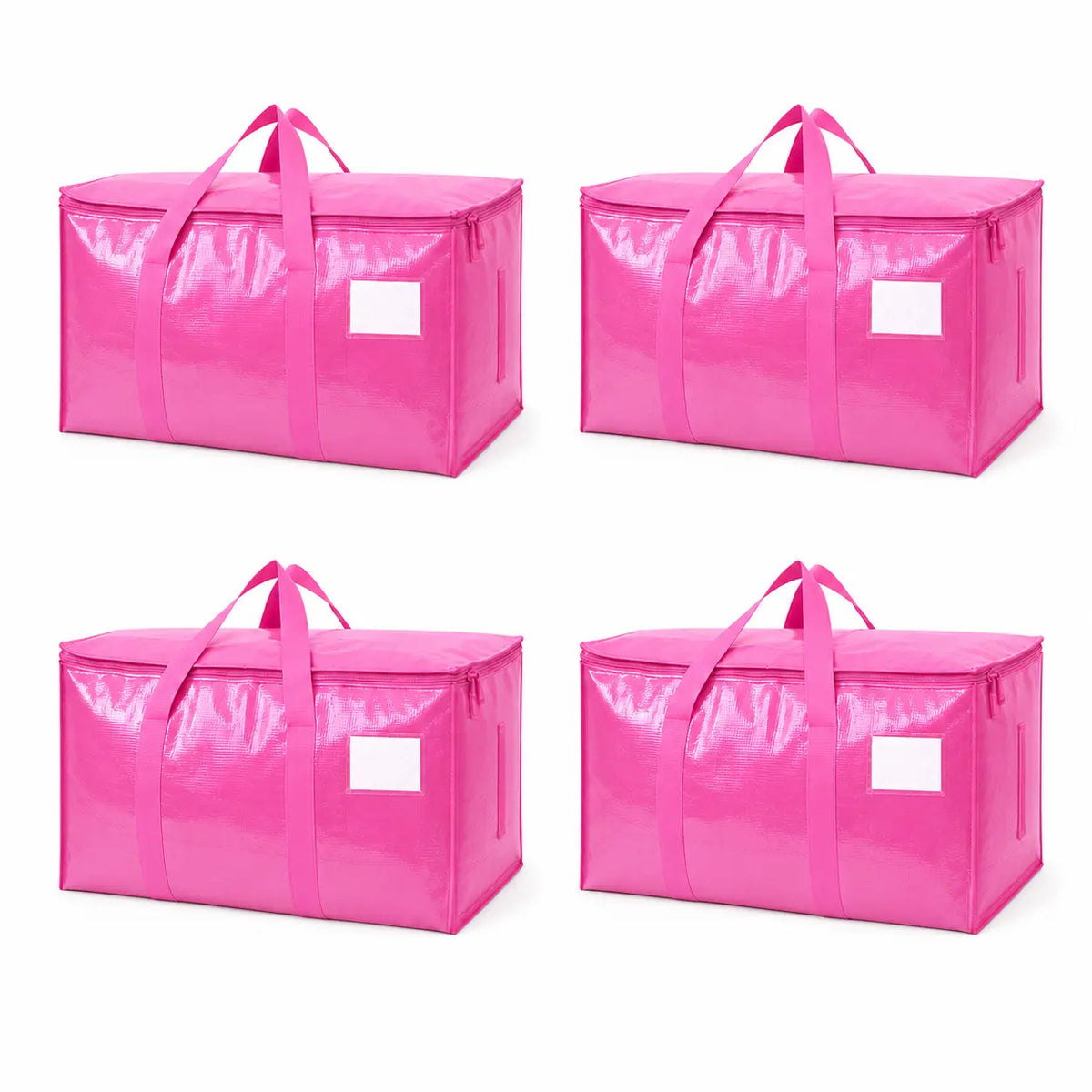 6-Pack 25-Gal Extra Large Zip Closure Storage Bags, Heavy-Duty Coated PE Foldable Waterproof Home Organizers with Reinforced Handles, Tag Pockets, 29"L X14"W X13"H, 65 Lbs Capacity for Moving, Clothes, Camping, Closet Organizer, Waterproof Organizer