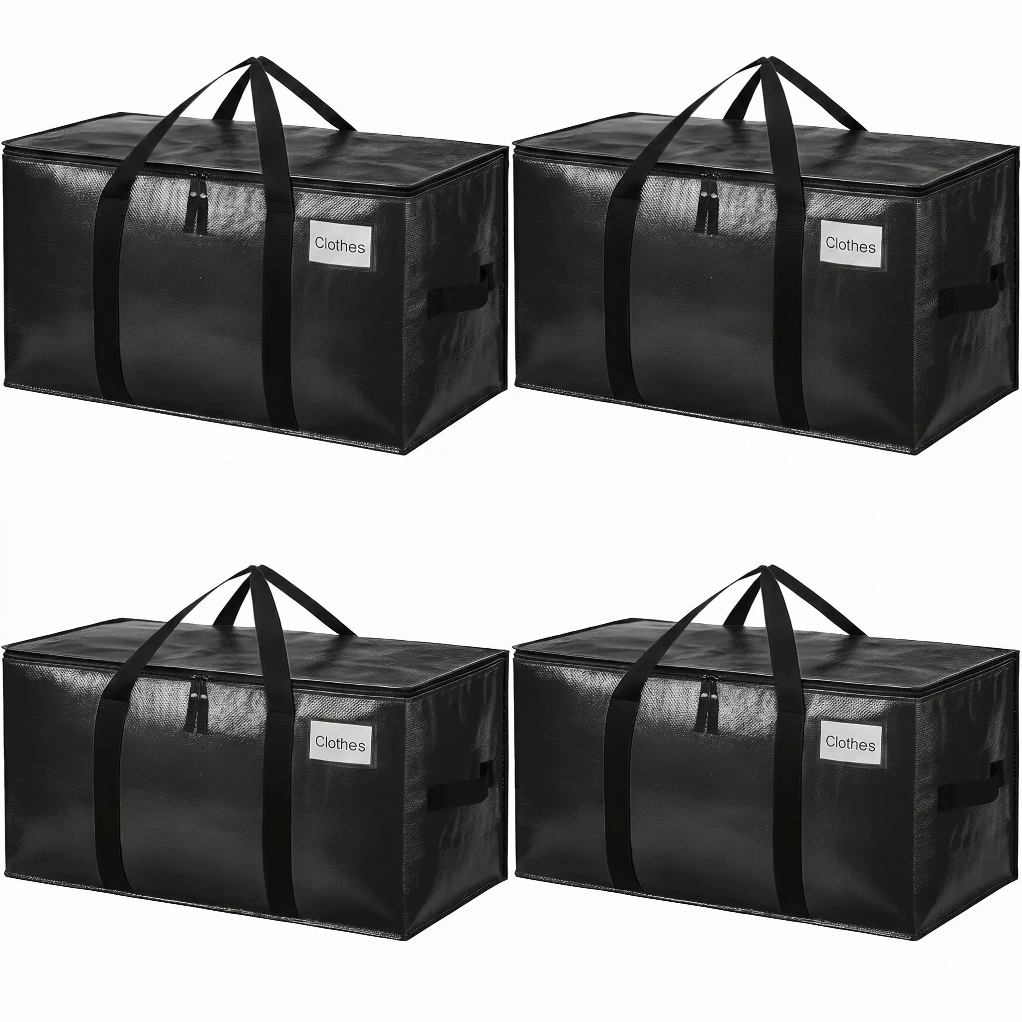 6-Pack 25-Gal Extra Large Zip Closure Storage Bags, Heavy-Duty Coated PE Foldable Waterproof Home Organizers with Reinforced Handles, Tag Pockets, 29"L X14"W X13"H, 65 Lbs Capacity for Moving, Clothes, Camping, Closet Organizer, Waterproof Organizer