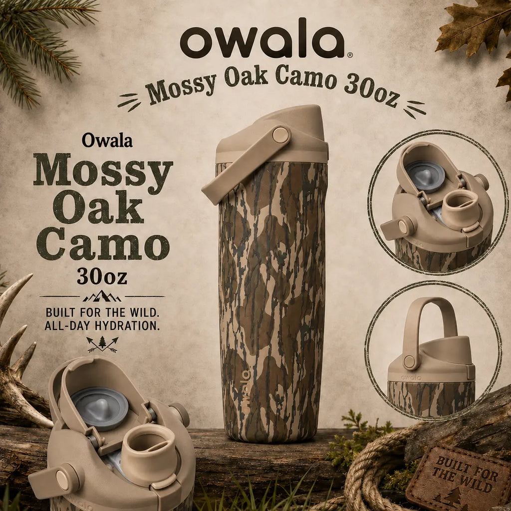 Owala Camo 30Oz Freesip Sway Insulated Stainless Steel Bottle for Hunting, Fishing, Camping, Work & Road Trips