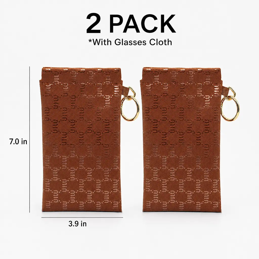 Portable Sunglasses Storage Bag, 2 Pcs Premium Quality PU Leather Automatic Closing Sunglasses Case, Sunglasses Organizer for Outdoor Sports