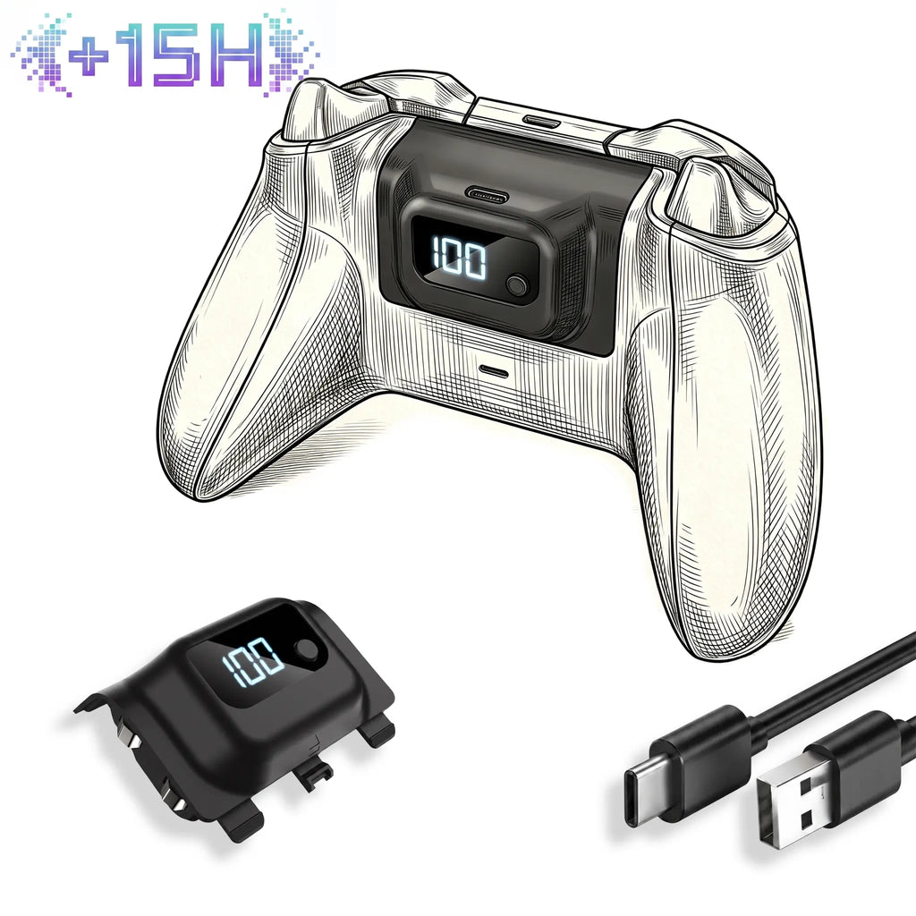 Tuodes 15-Hour Battery Pack for Xbox Series X Controller with 1200mAh Capacity and USB Cable for Enhanced Gaming Experience on Xbox Series S