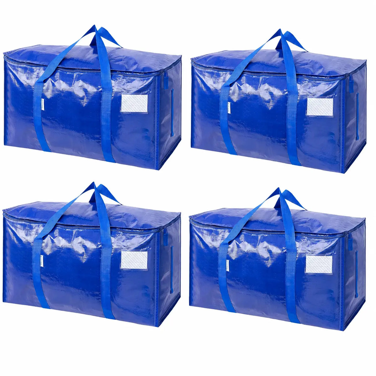 6-Pack 25-Gal Extra Large Zip Closure Storage Bags, Heavy-Duty Coated PE Foldable Waterproof Home Organizers with Reinforced Handles, Tag Pockets, 29"L X14"W X13"H, 65 Lbs Capacity for Moving, Clothes, Camping, Closet Organizer, Waterproof Organizer