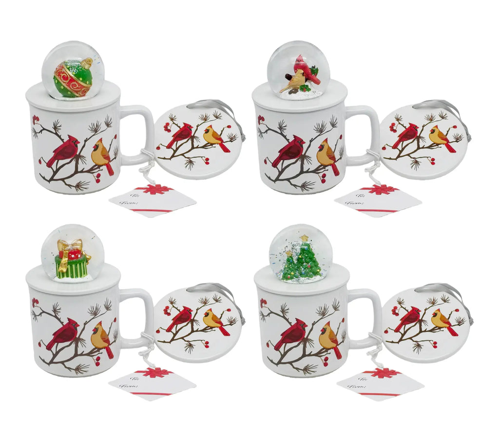 Temp-Tations Set of 4 18Oz Mugs with Snow Globe Topper & Lid-It