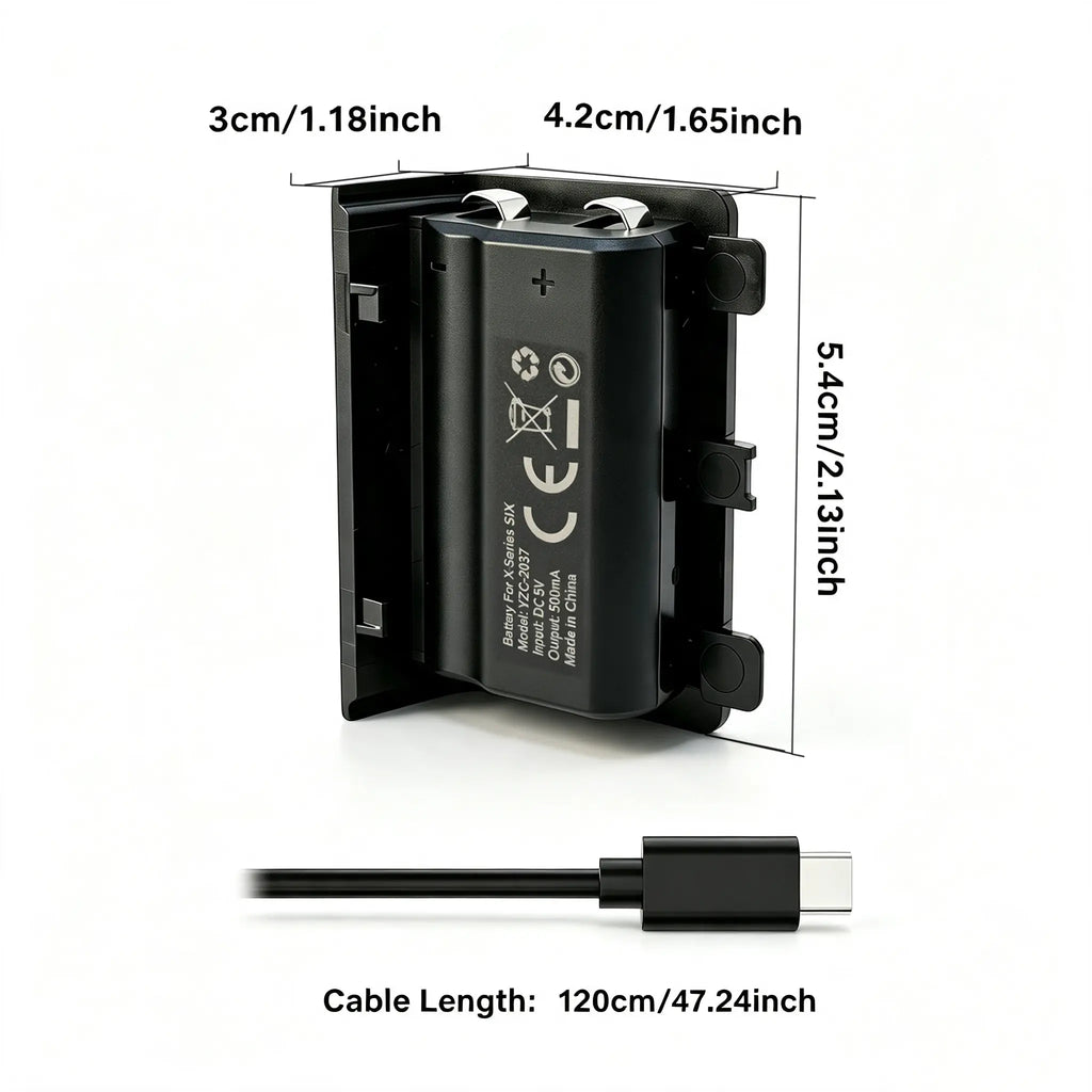 Tuodes 15-Hour Battery Pack for Xbox Series X Controller with 1200mAh Capacity and USB Cable for Enhanced Gaming Experience on Xbox Series S