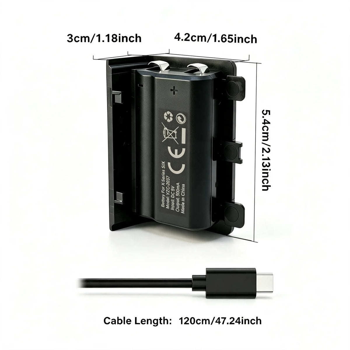Tuodes 15-Hour Battery Pack for Xbox Series X Controller with 1200mAh Capacity and USB Cable for Enhanced Gaming Experience on Xbox Series S