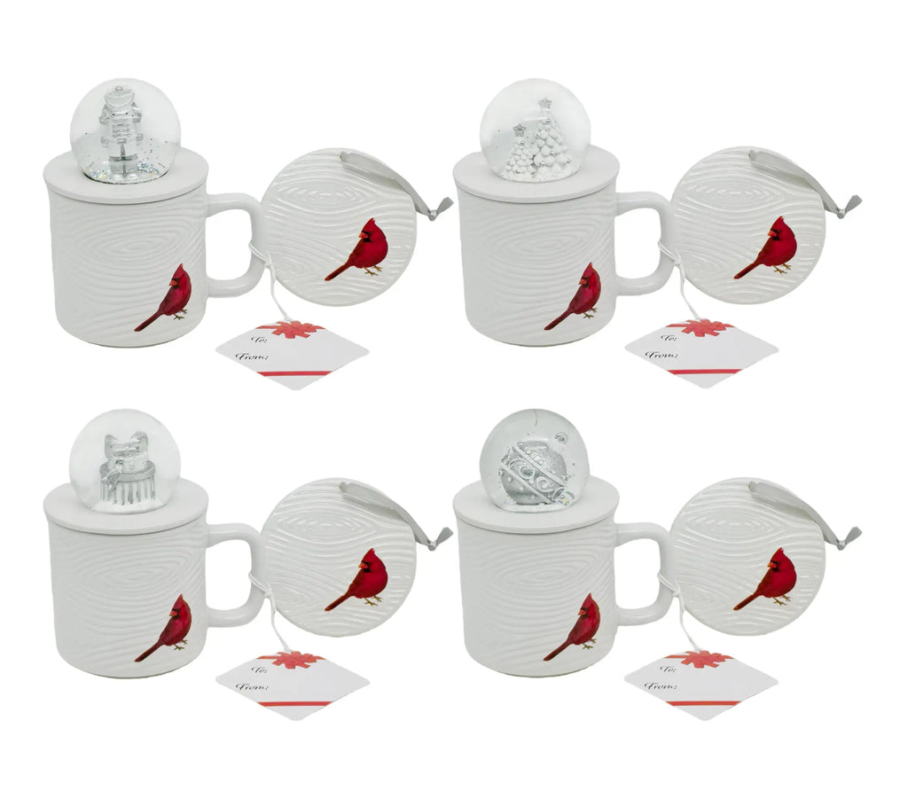 Temp-Tations Set of 4 18Oz Mugs with Snow Globe Topper & Lid-It