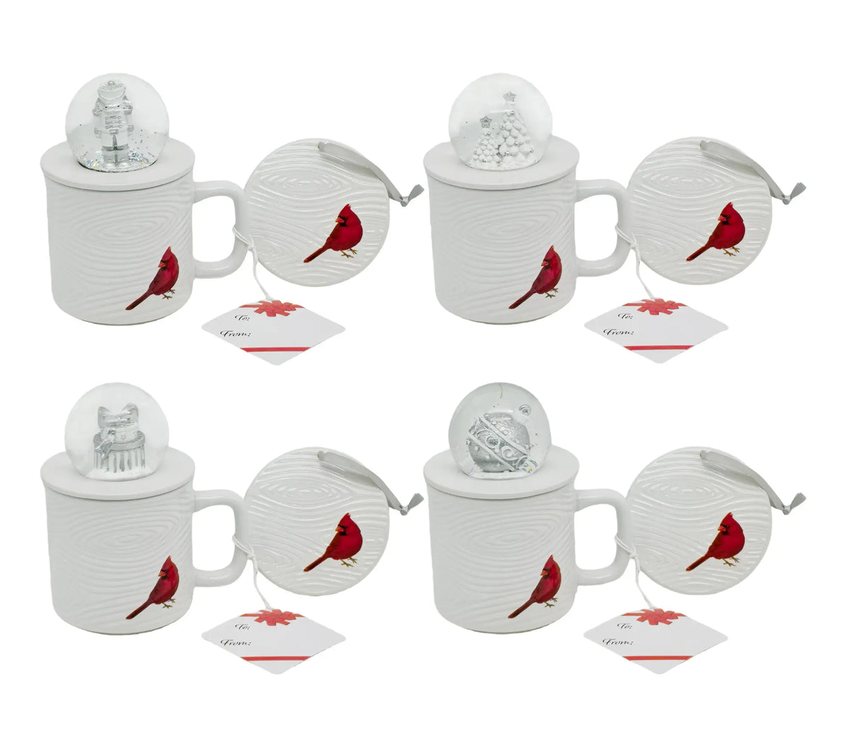 Temp-Tations Set of 4 18Oz Mugs with Snow Globe Topper & Lid-It