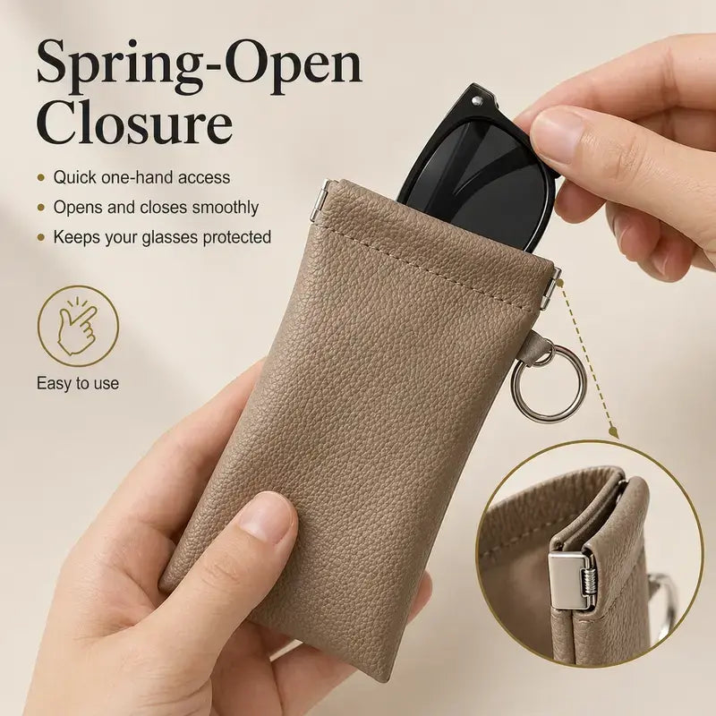 Portable Sunglasses Storage Bag, 2 Pcs Premium Quality PU Leather Automatic Closing Sunglasses Case, Sunglasses Organizer for Outdoor Sports